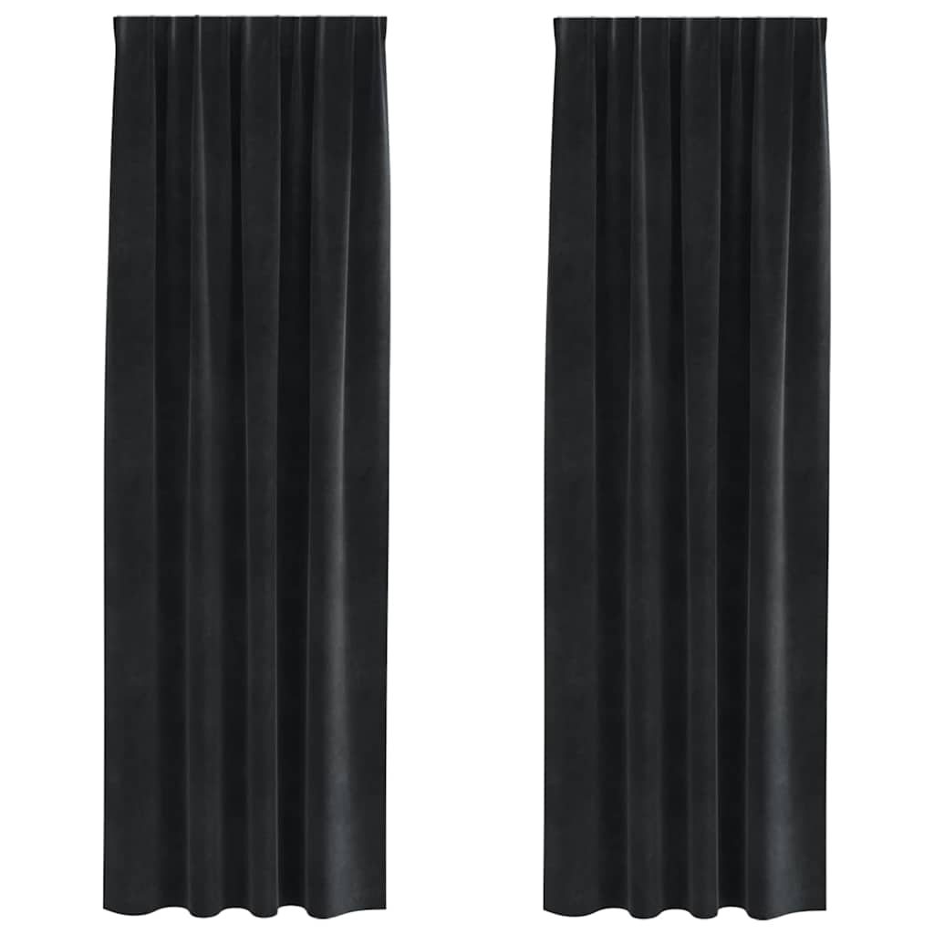 Verduisterende gordijnen 2 st Zwart 140 x 225 cm Fluweel