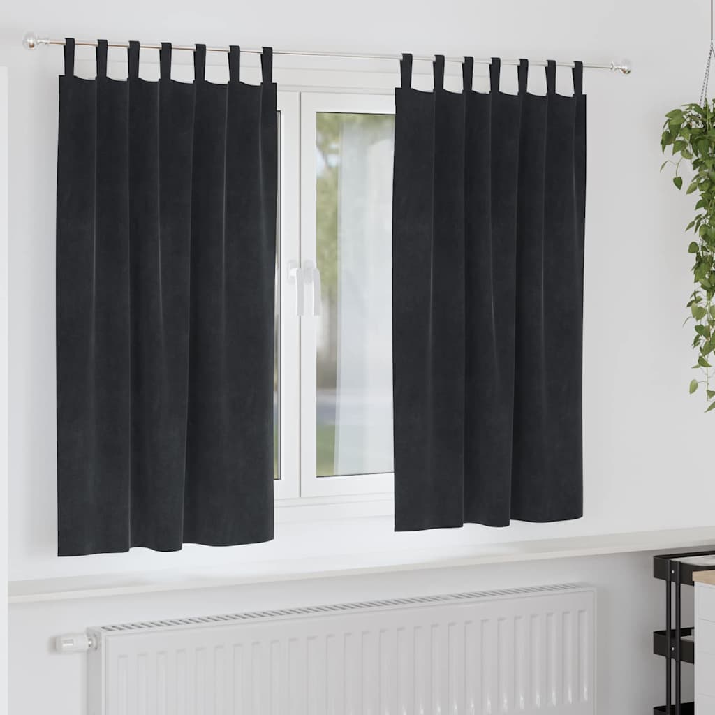 Verduisterende gordijnen 2 st Zwart 140 x 175 cm Fluweel