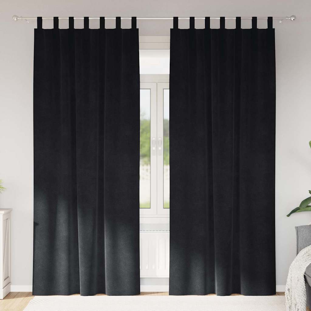Verduisterende gordijnen 2 st Zwart 140 x 245 cm Fluweel