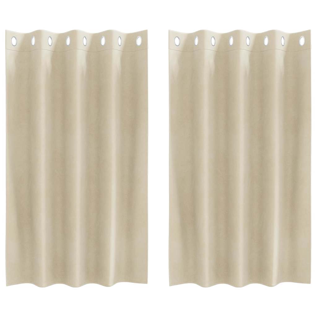 Verduisterende gordijnen 2 st Crème 140 x 140 cm Fluweel