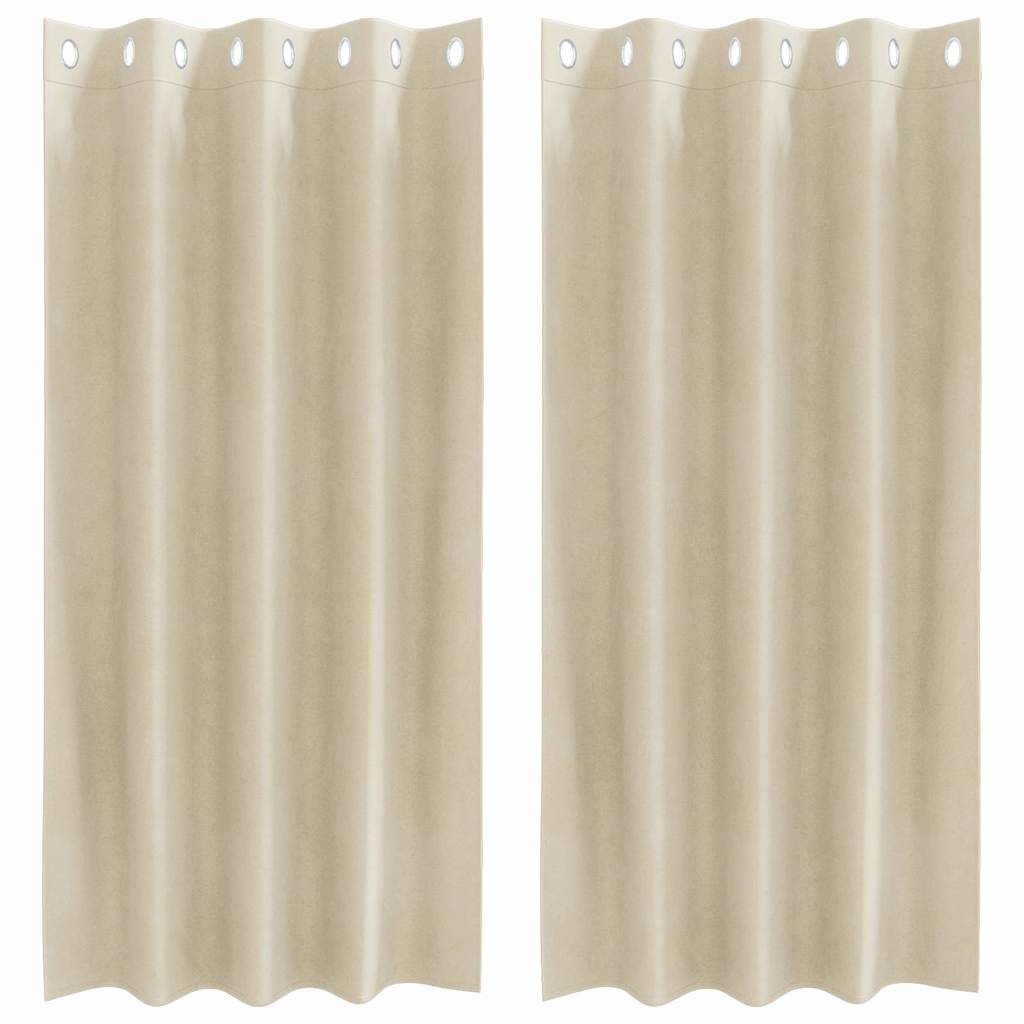 Verduisterende gordijnen 2 st Crème 140 x 175 cm Fluweel