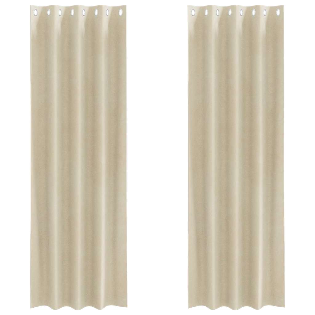 Verduisterende gordijnen 2 st Crème 140 x 225 cm Fluweel