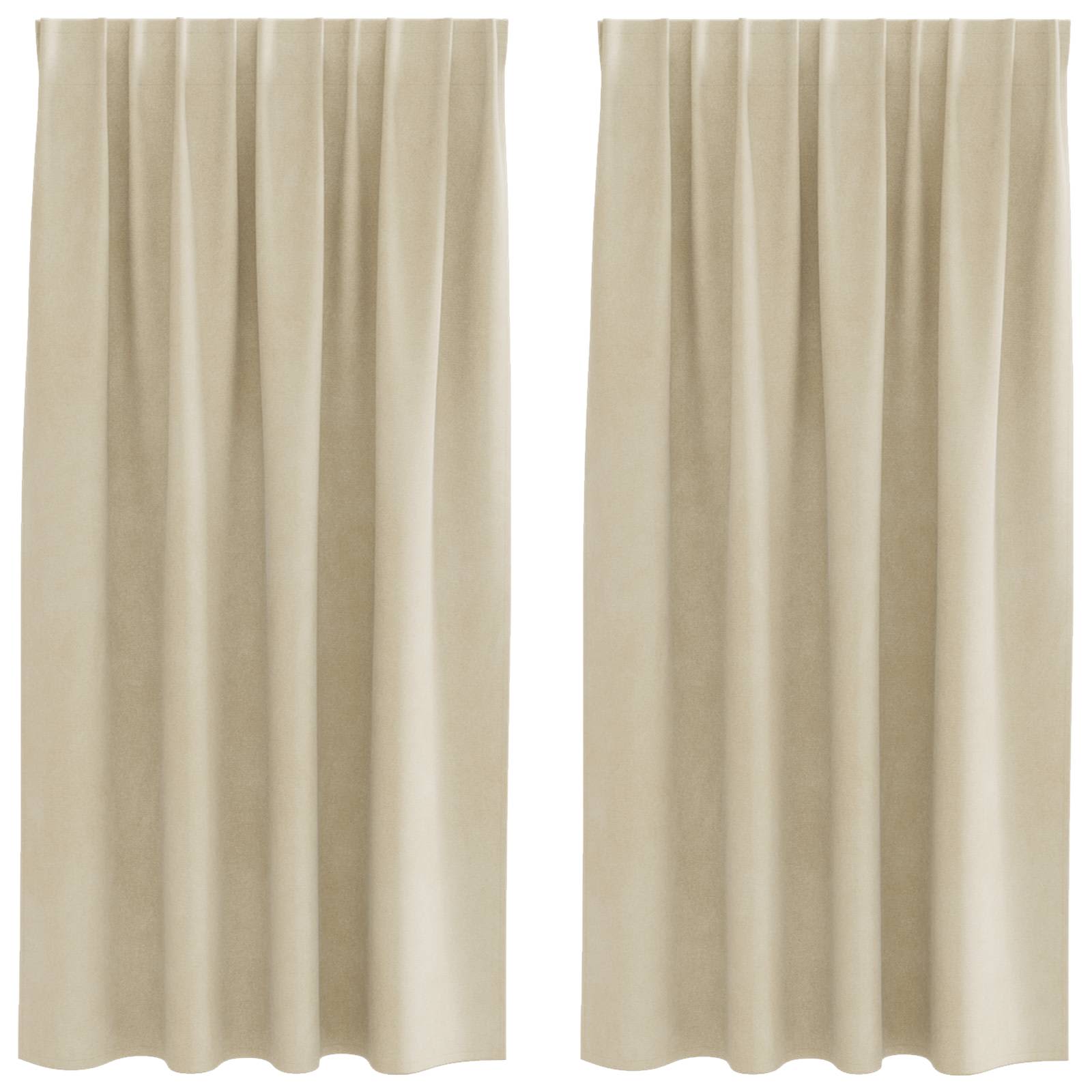 Verduisterende gordijnen 2 st Crème 140 x 175 cm Fluweel