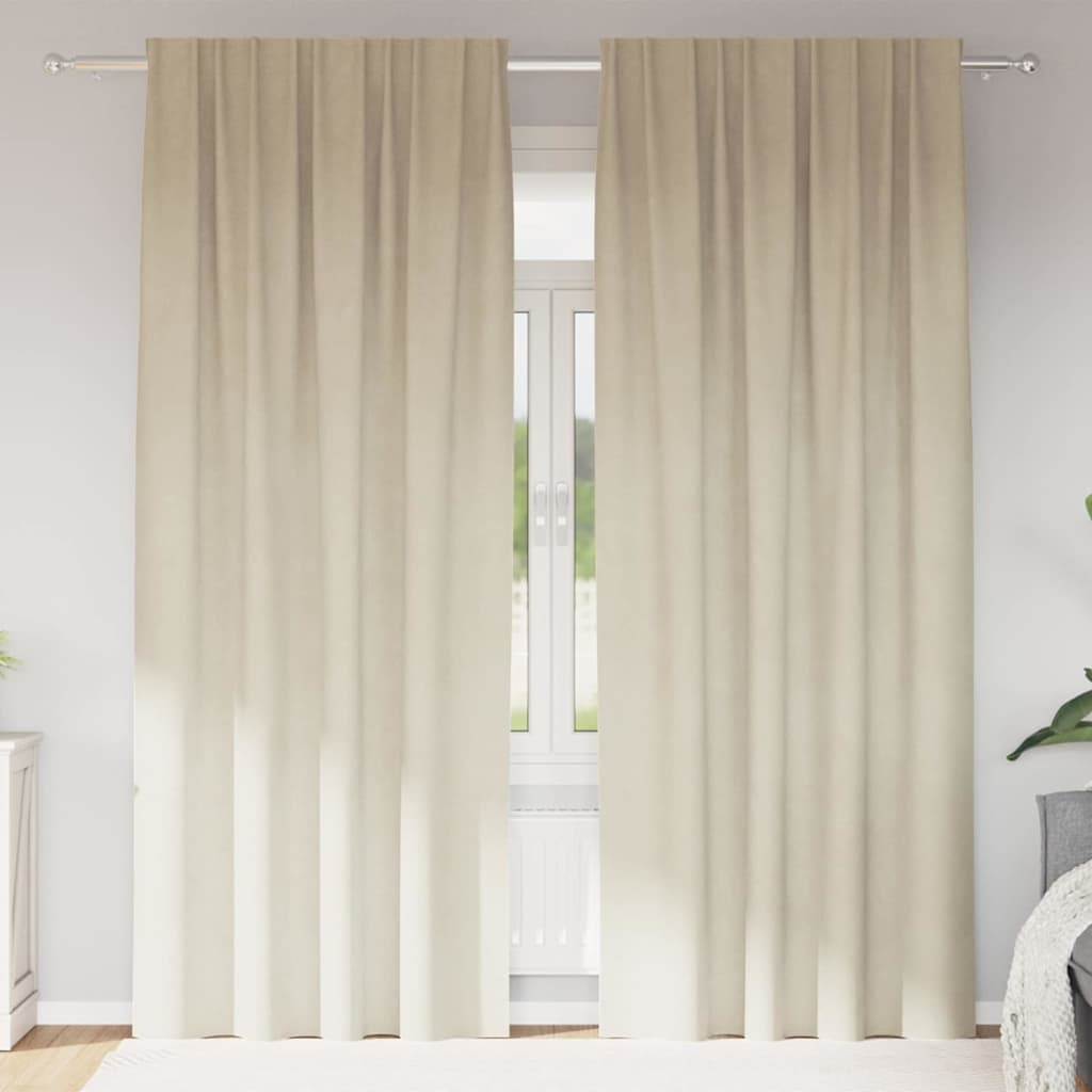Verduisterende gordijnen 2 st Crème 140 x 245 cm Fluweel
