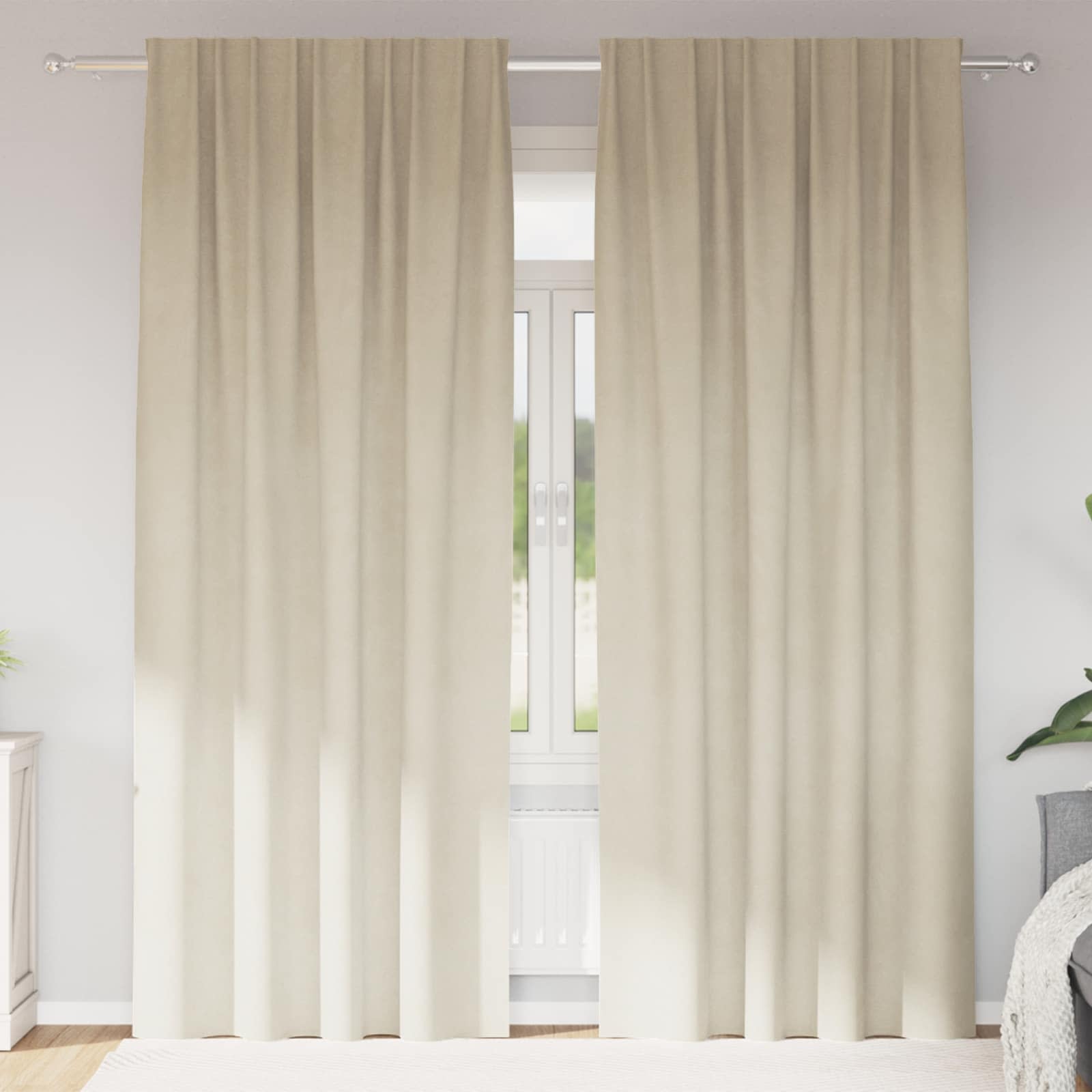 Verduisterende gordijnen 2 st Crème 140 x 260 cm Fluweel
