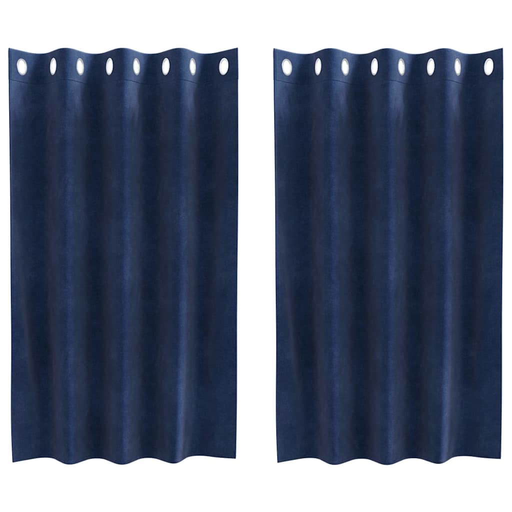 Verduisterende gordijnen 2 st Donkerblauw 140 x 140 cm Fluweel