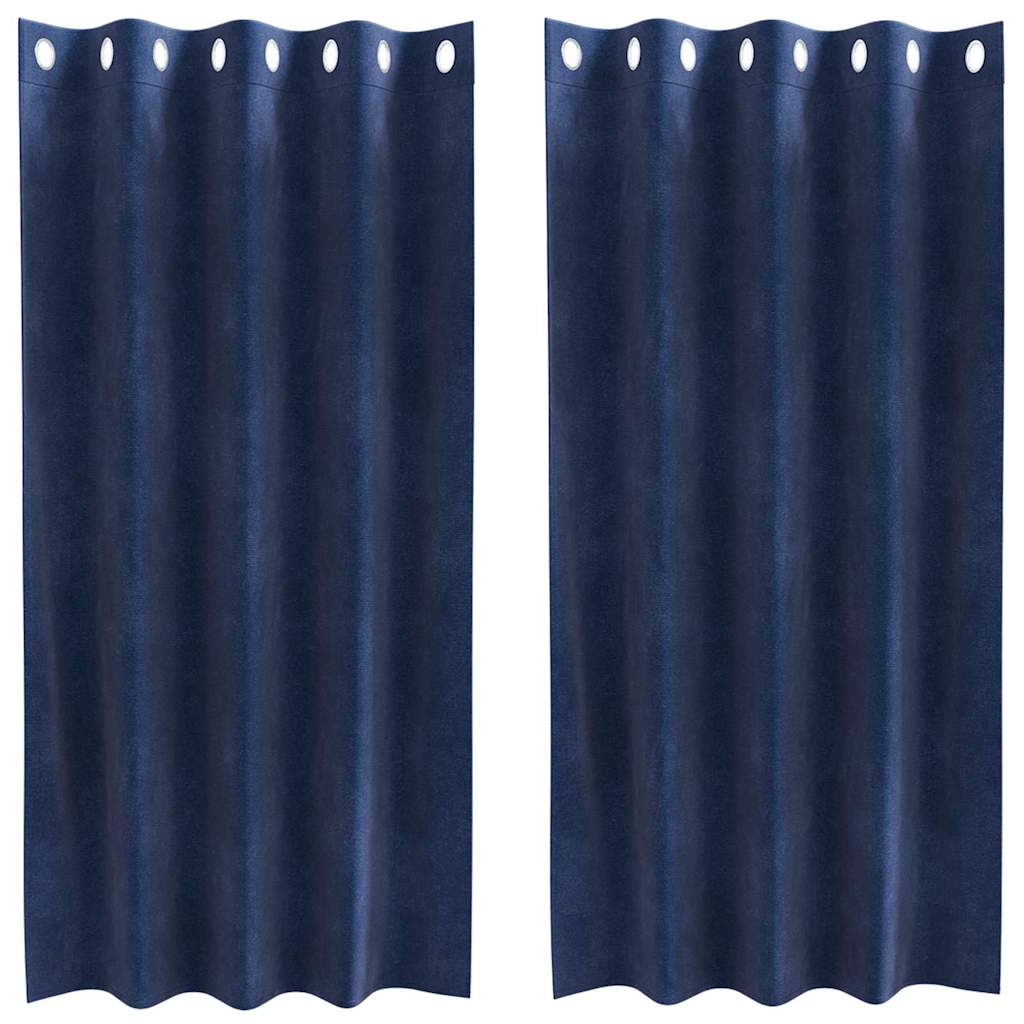 Verduisterende gordijnen 2 st Donkerblauw 140 x 175 cm Fluweel