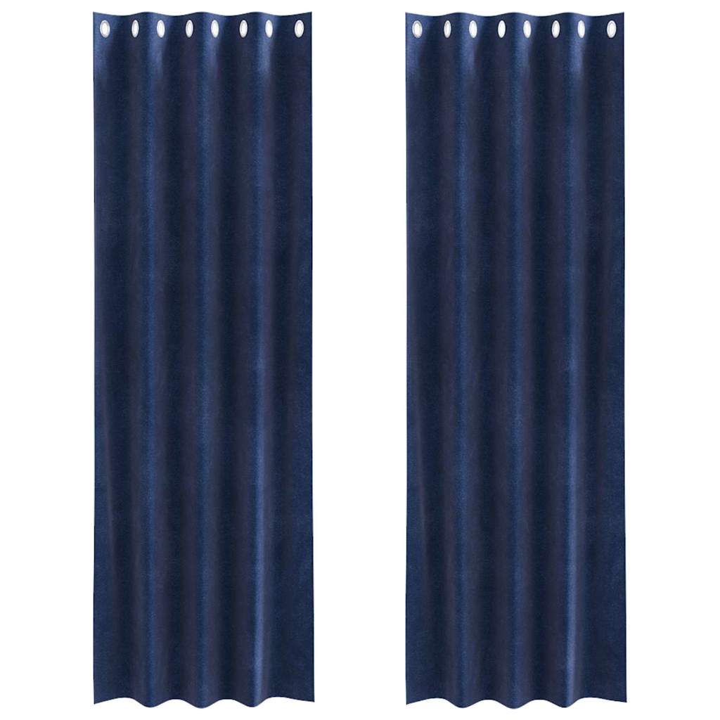 Verduisterende gordijnen 2 st Donkerblauw 140 x 245 cm Fluweel