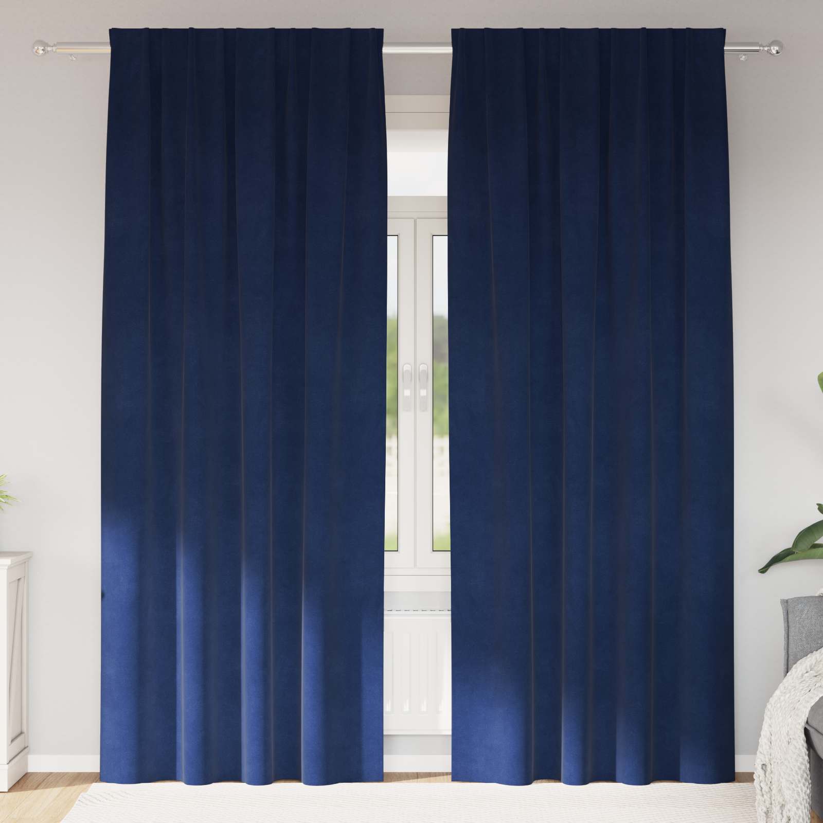 Verduisterende gordijnen 2 st Donkerblauw 140 x 225 cm Fluweel