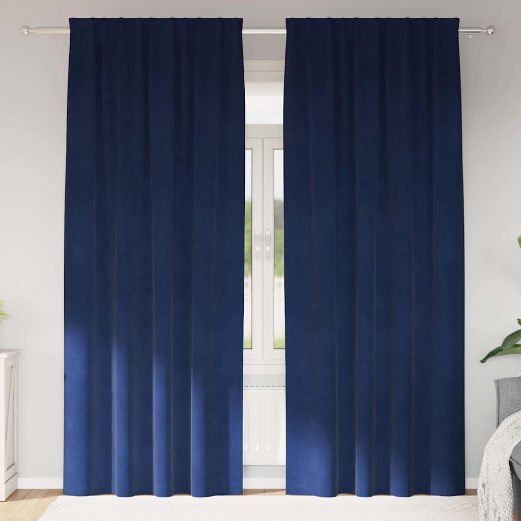 Verduisterende gordijnen 2 st Donkerblauw 140 x 245 cm Fluweel