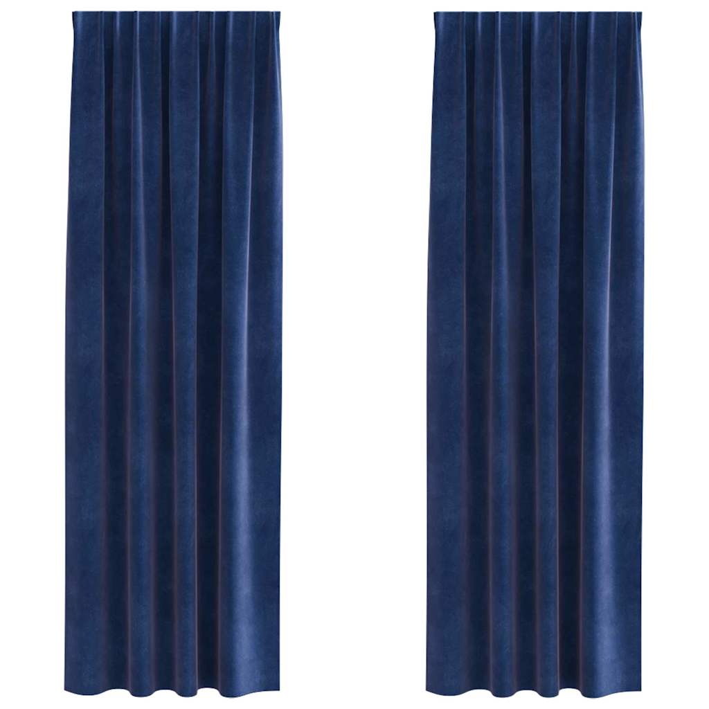 Verduisterende gordijnen 2 st Donkerblauw 140 x 245 cm Fluweel