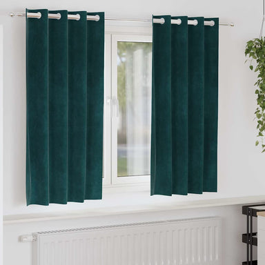 Verduisterende gordijnen 2 st Donkergroen 140 x 175 cm Fluweel