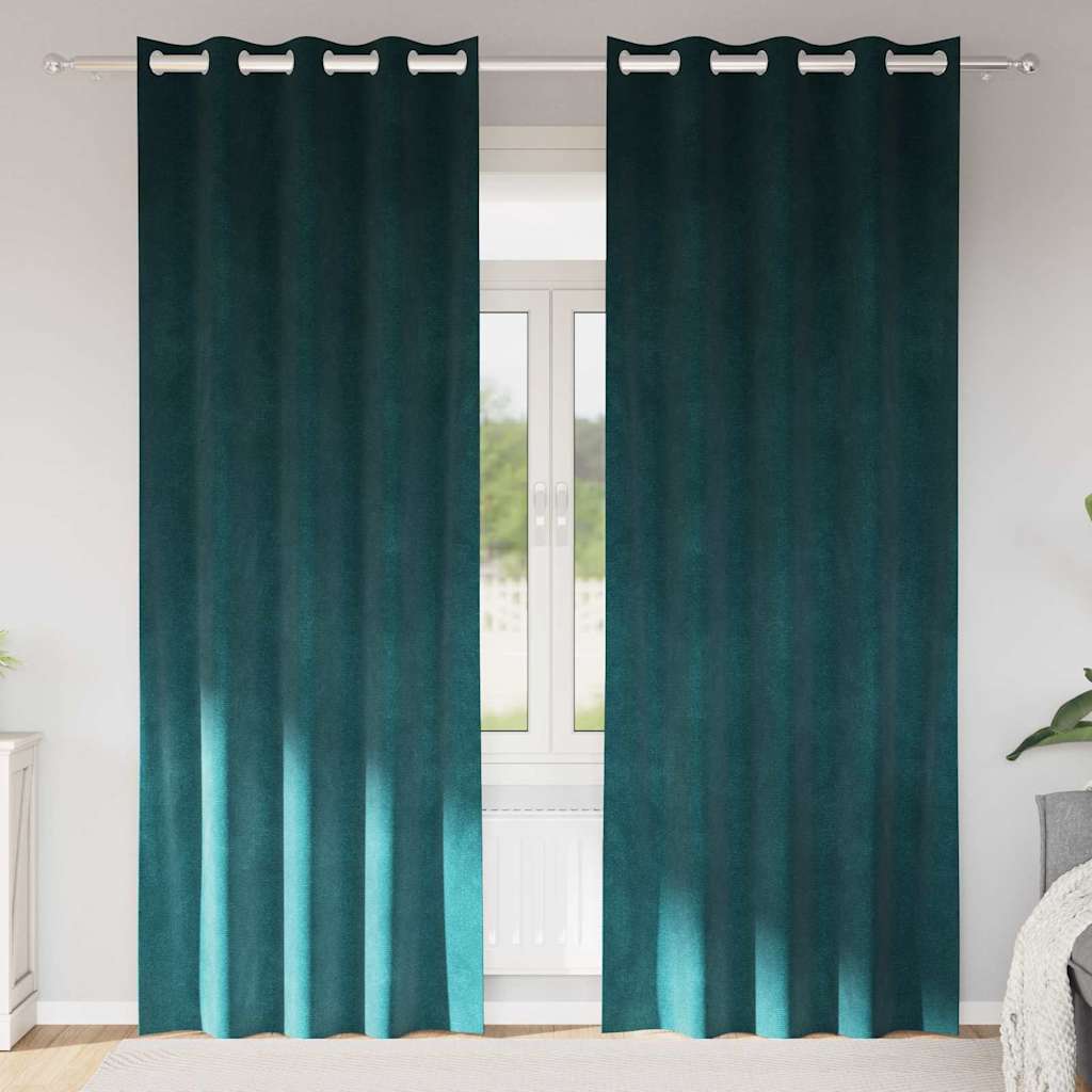 Verduisterende gordijnen 2 st Donkergroen 140 x 225 cm Fluweel