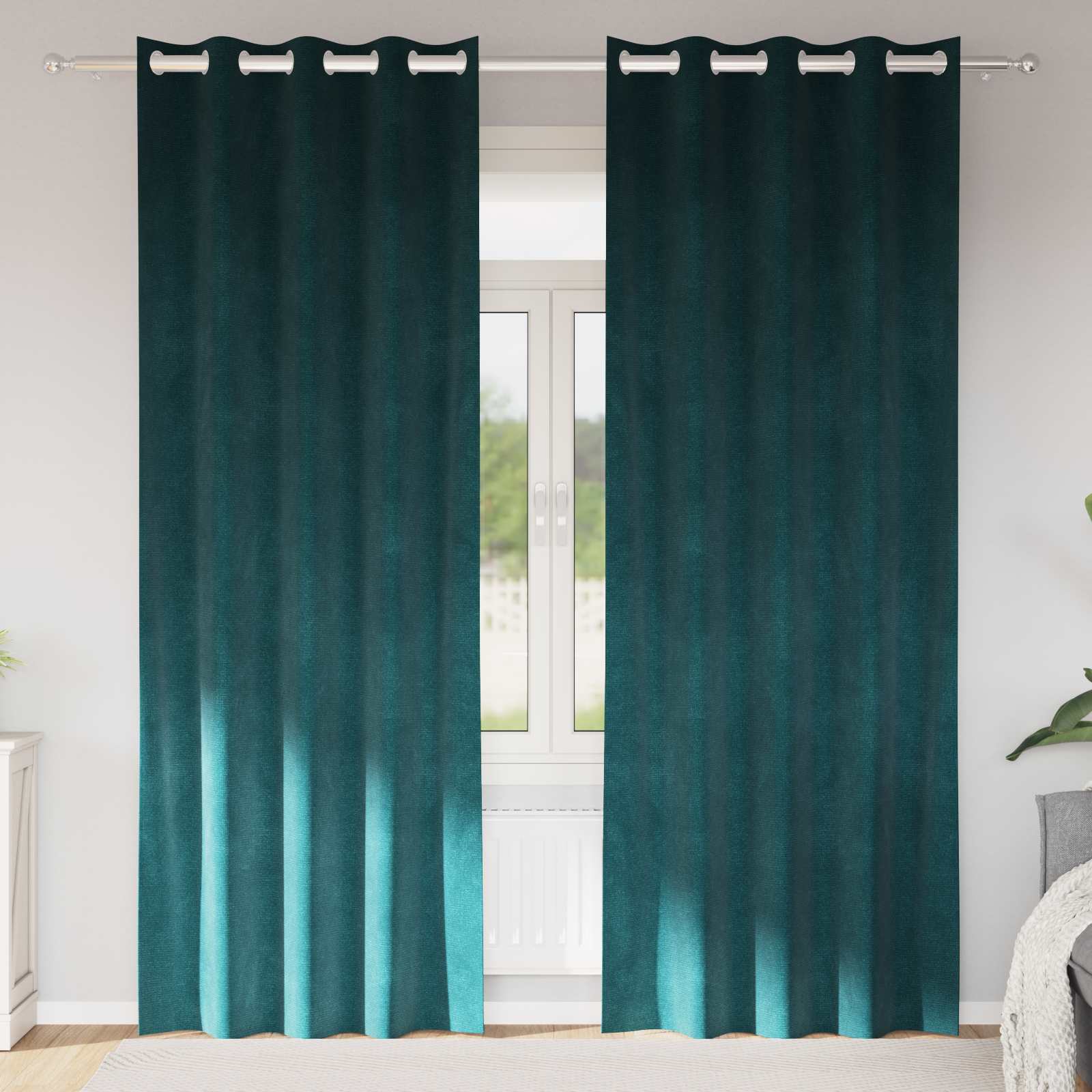 Verduisterende gordijnen 2 st Donkergroen 140 x 245 cm Fluweel