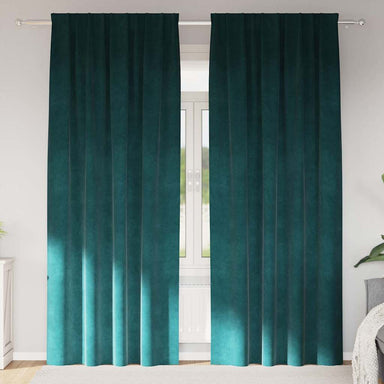 Verduisterende gordijnen 2 st Donkergroen 140 x 225 cm Fluweel
