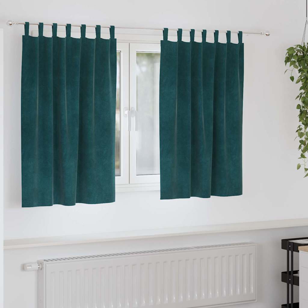 Verduisterende gordijnen 2 st Donkergroen 140 x 140 cm Fluweel