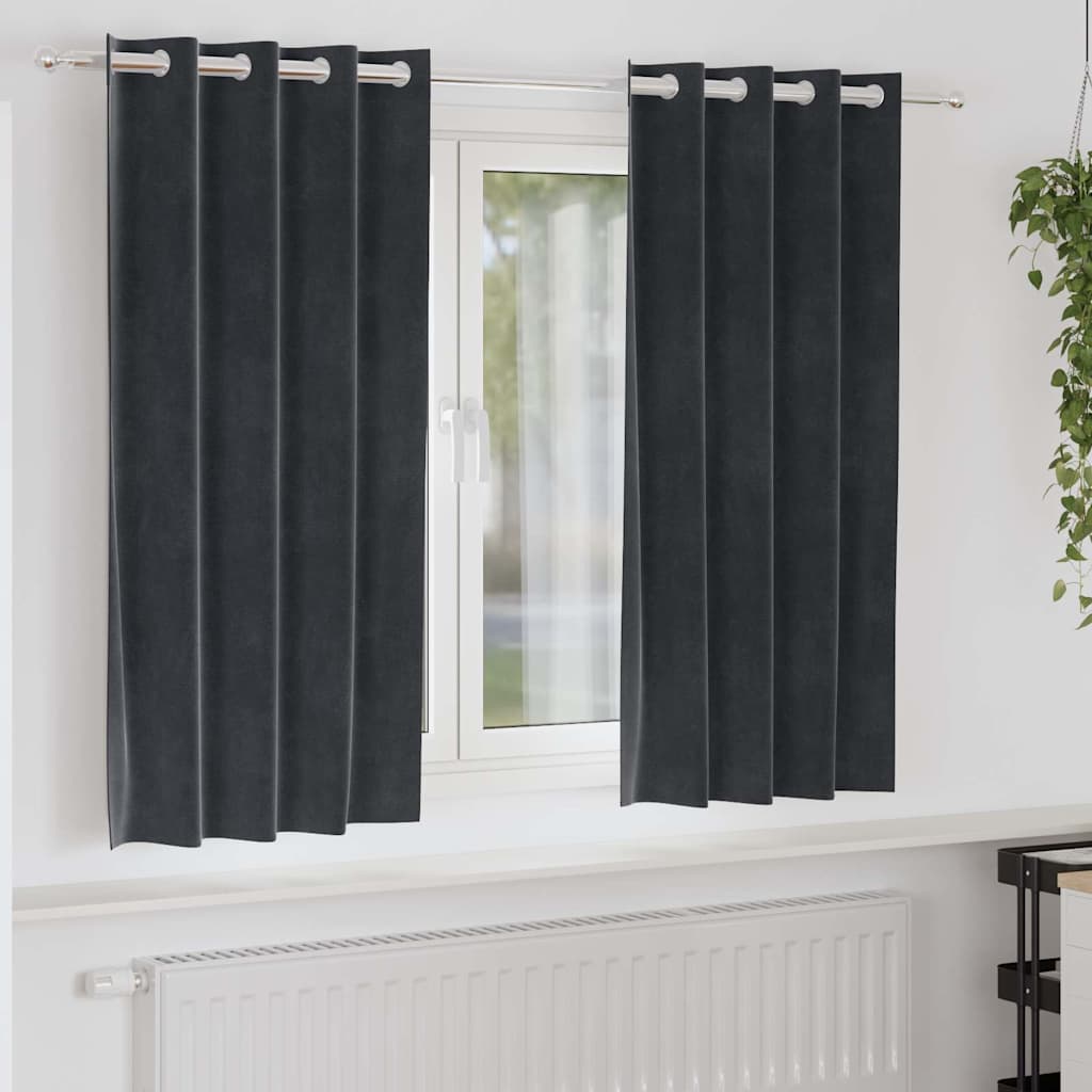 Verduisterende gordijnen 2 st Donkergrijs 140 x 175 cm Fluweel