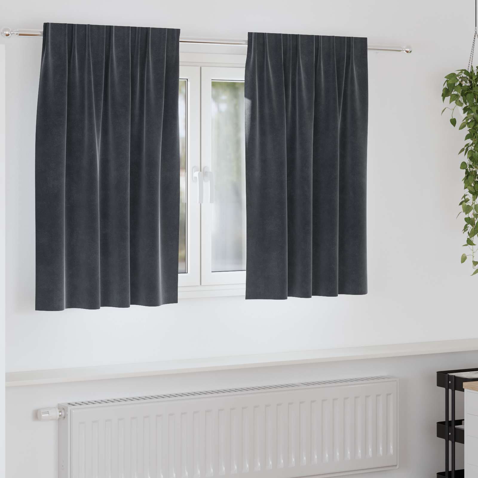 Verduisterende gordijnen 2 st Donkergrijs 140 x 140 cm Fluweel