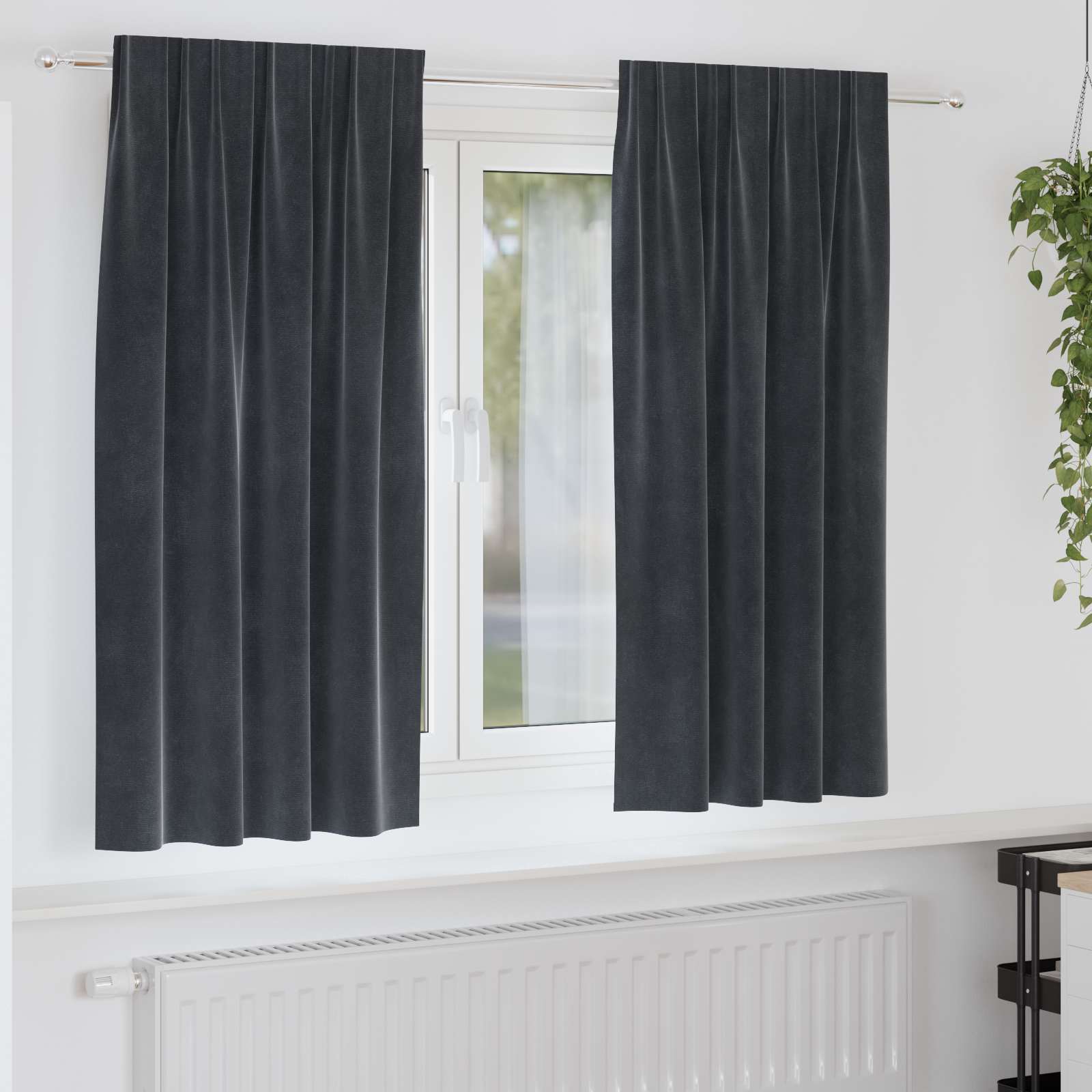 Verduisterende gordijnen 2 st Donkergrijs 140 x 175 cm Fluweel