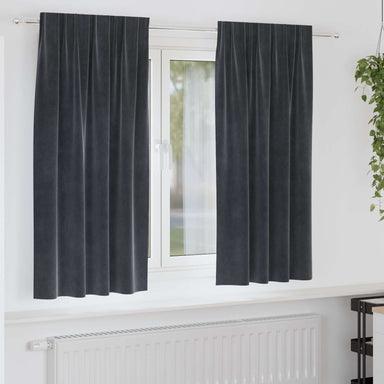 Verduisterende gordijnen 2 st Donkergrijs 140 x 175 cm Fluweel