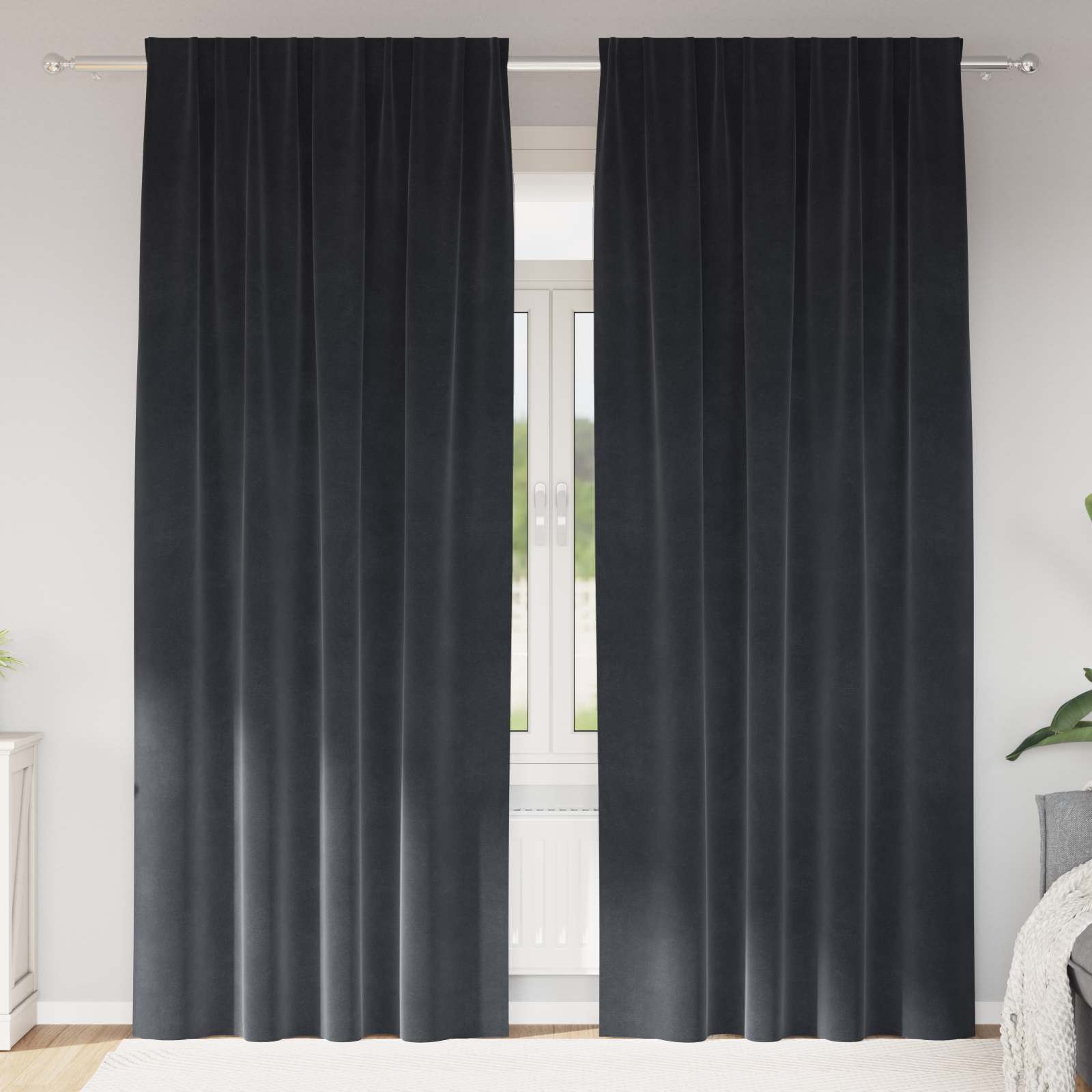 Verduisterende gordijnen 2 st Donkergrijs 140 x 225 cm Fluweel