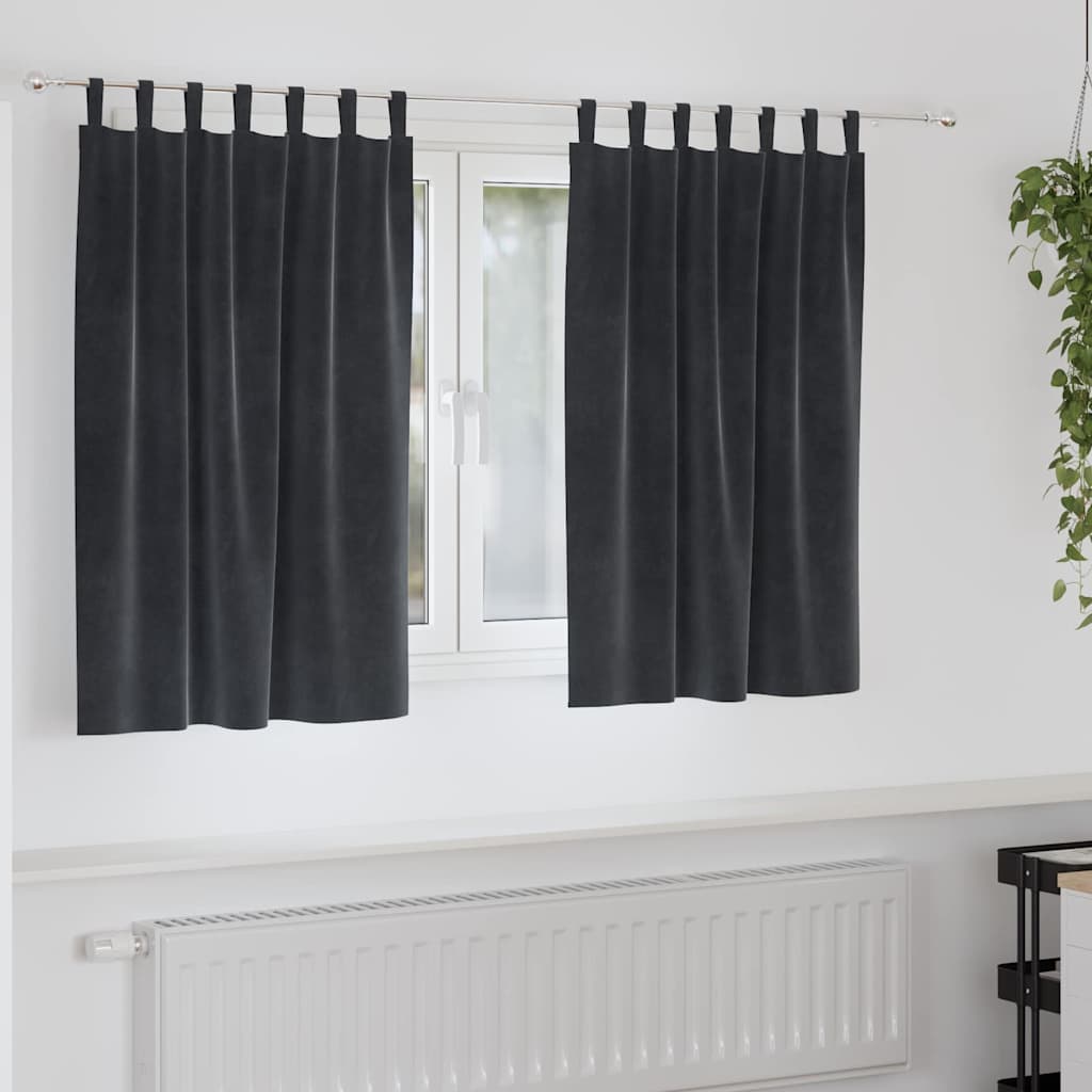 Verduisterende gordijnen 2 st Donkergrijs 140 x 140 cm Fluweel