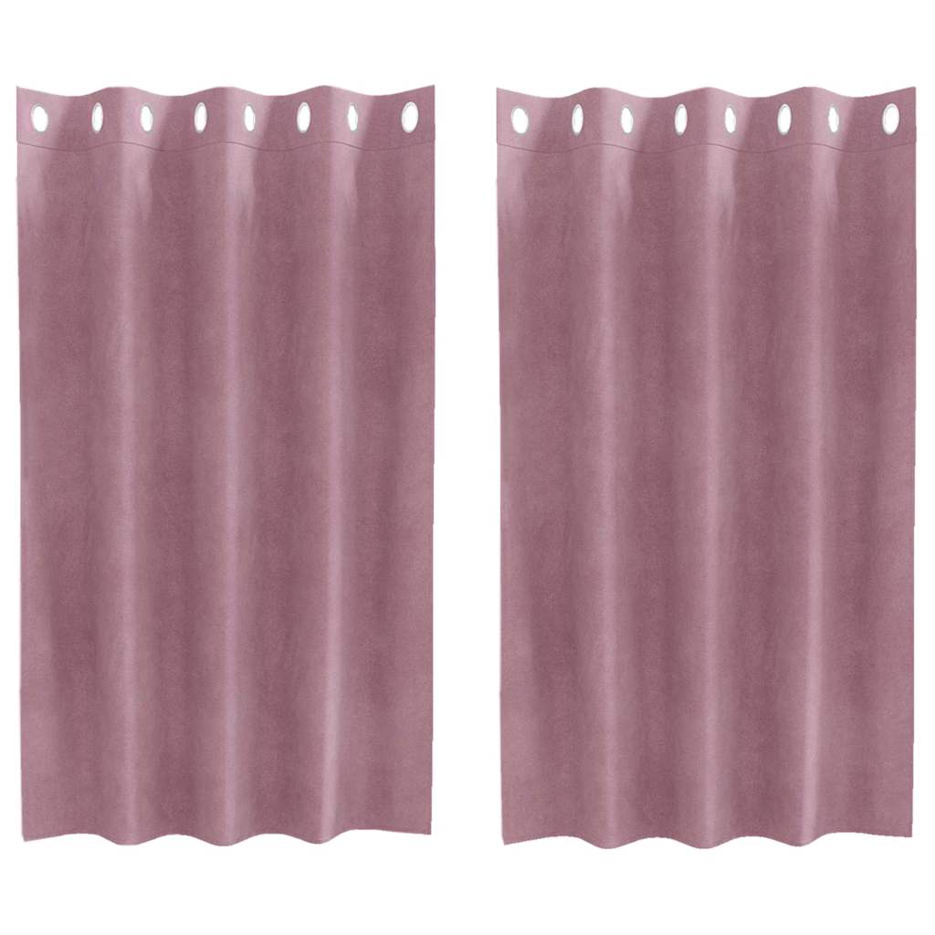 Verduisterende gordijnen 2 st Donkerroze 140 x 140 cm Fluweel