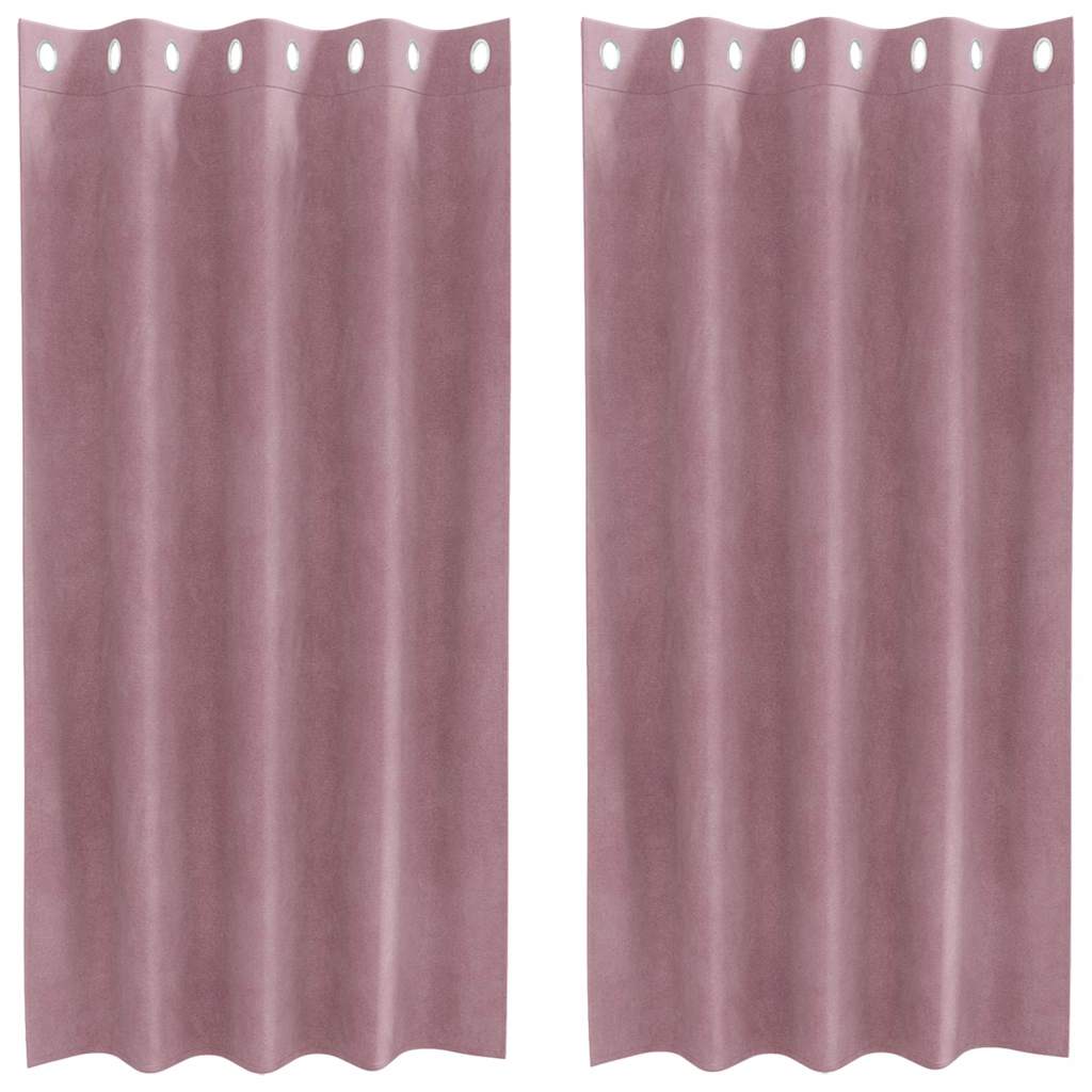Verduisterende gordijnen 2 st Donkerroze 140 x 175 cm Fluweel