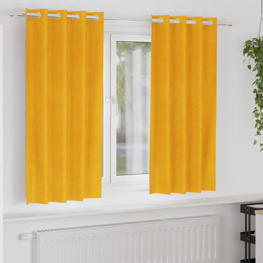 Verduisterende gordijnen 2 st Mosterdgeel 140 x 175 cm Fluweel