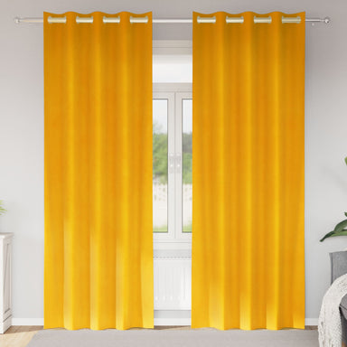 Verduisterende gordijnen 2 st Mosterdgeel 140 x 245 cm Fluweel
