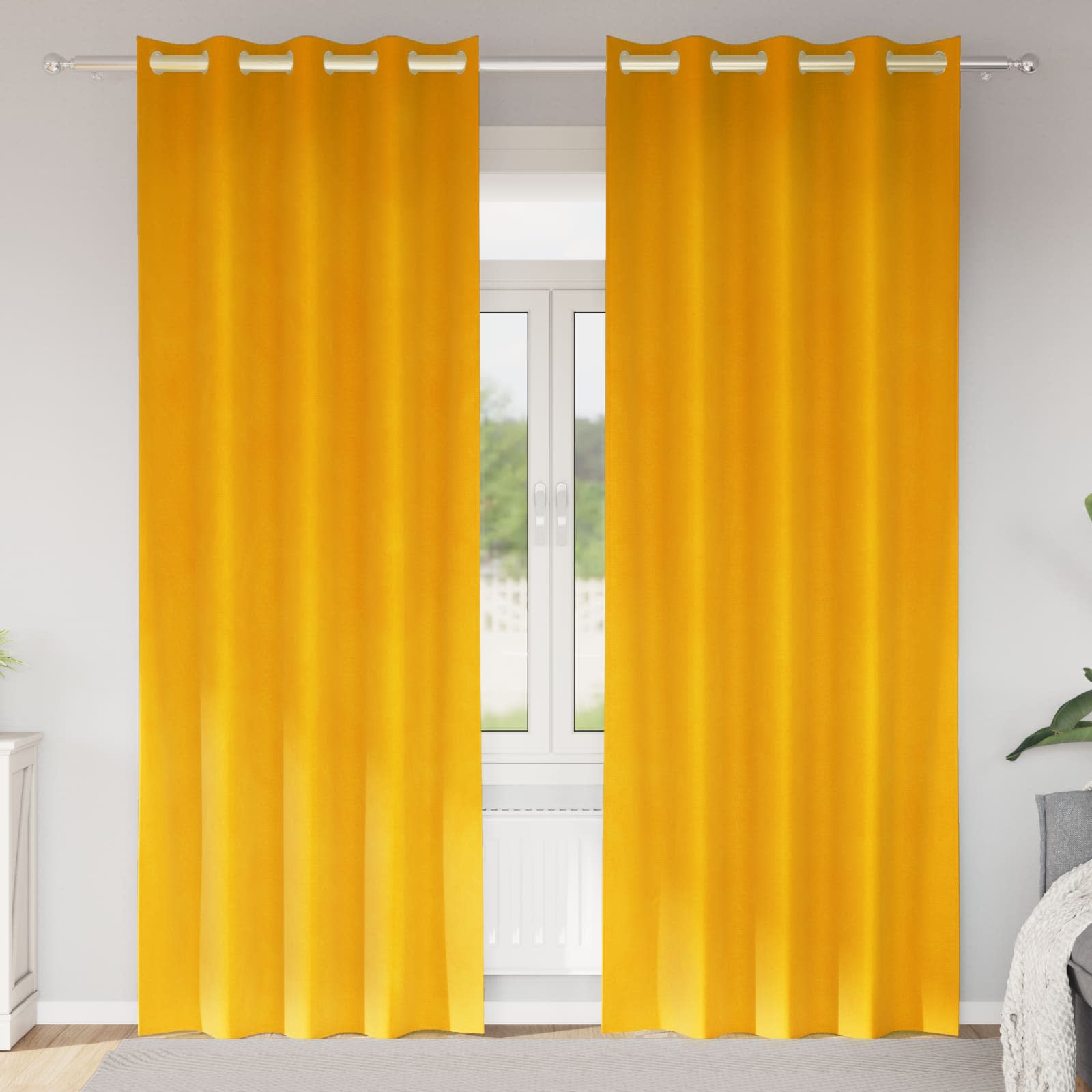 Verduisterende gordijnen 2 st Mosterdgeel 140 x 260 cm Fluweel