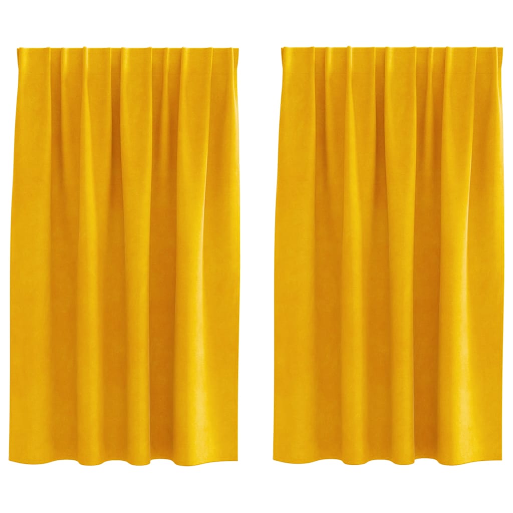 Verduisterende gordijnen 2 st Mosterdgeel 140 x 140 cm Fluweel