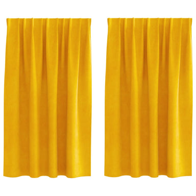 Verduisterende gordijnen 2 st Mosterdgeel 140 x 140 cm Fluweel