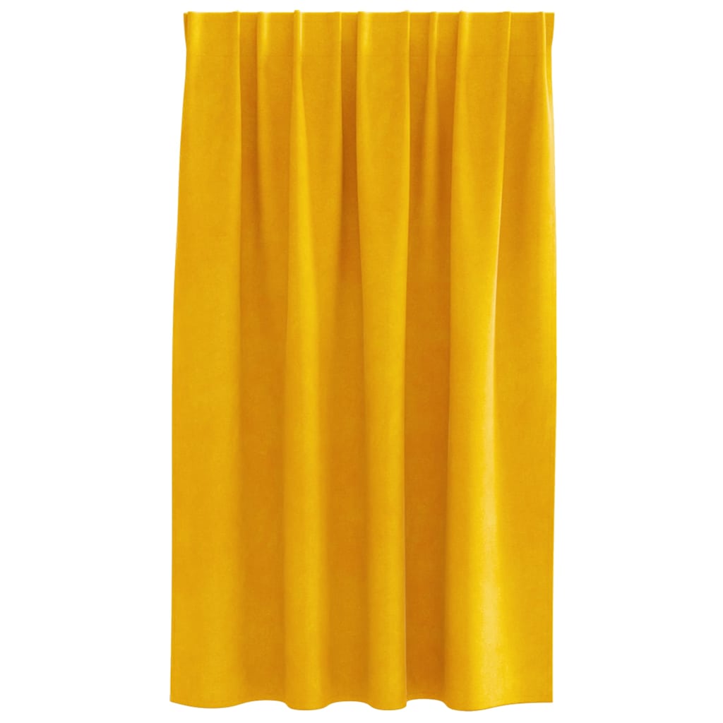 Verduisterende gordijnen 2 st Mosterdgeel 140 x 140 cm Fluweel