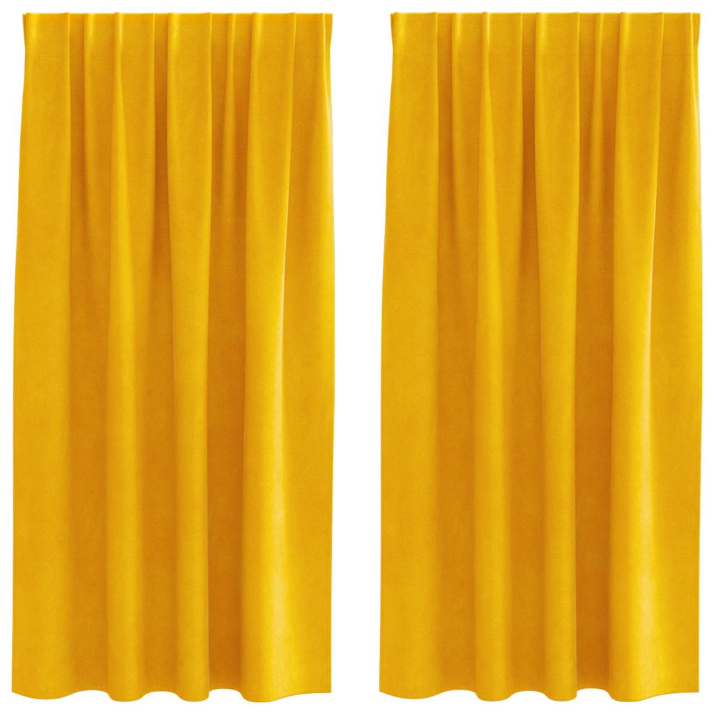 Verduisterende gordijnen 2 st Mosterdgeel 140 x 175 cm Fluweel