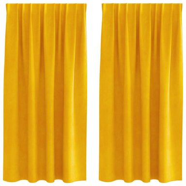 Verduisterende gordijnen 2 st Mosterdgeel 140 x 175 cm Fluweel