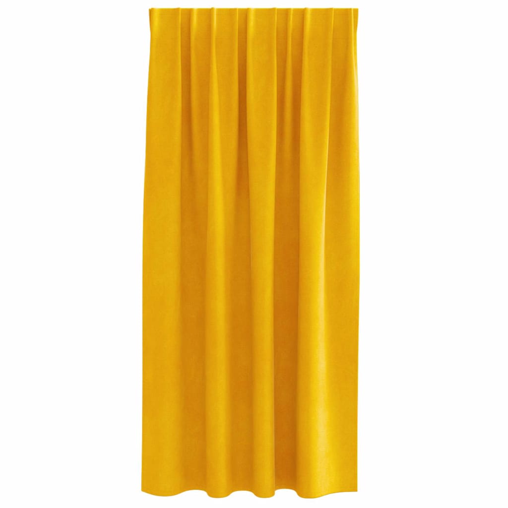 Verduisterende gordijnen 2 st Mosterdgeel 140 x 175 cm Fluweel