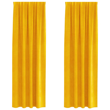 Verduisterende gordijnen 2 st Mosterdgeel 140 x 245 cm Fluweel
