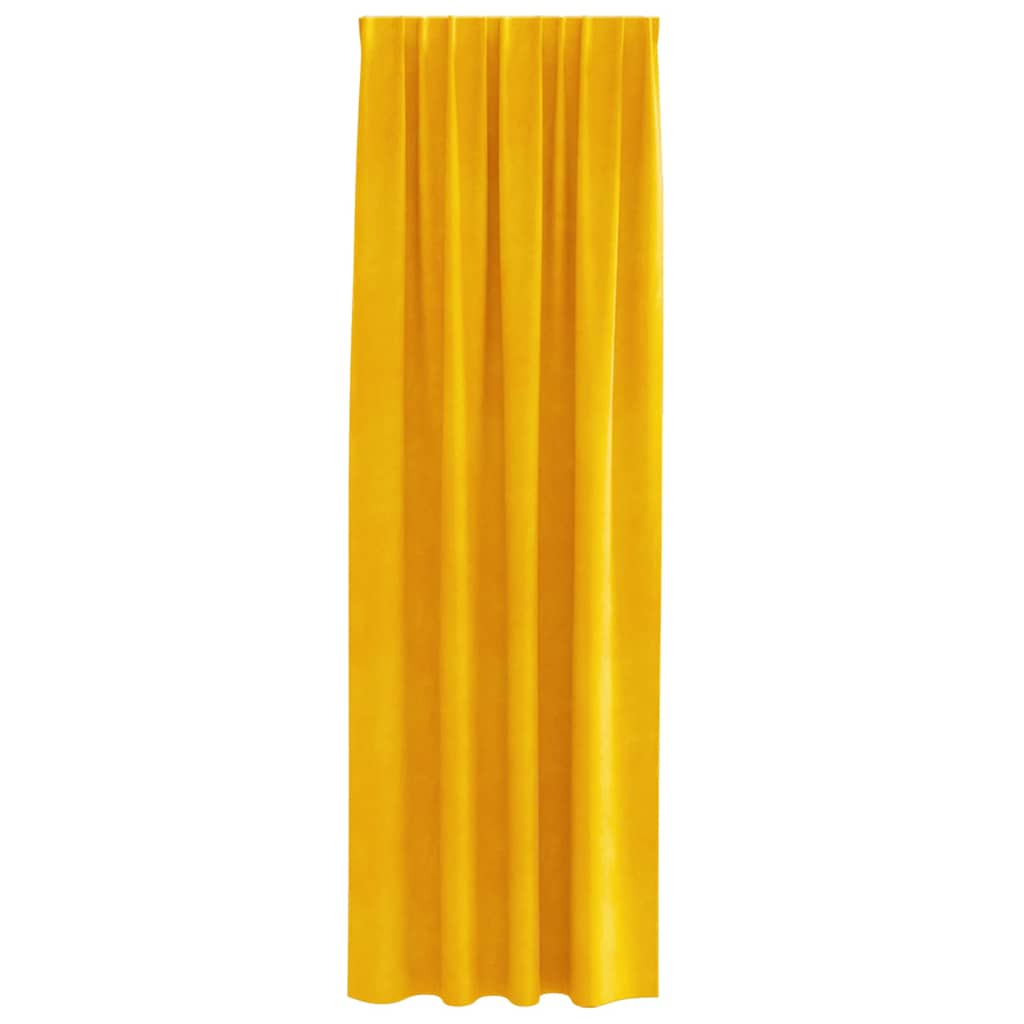 Verduisterende gordijnen 2 st Mosterdgeel 140 x 245 cm Fluweel