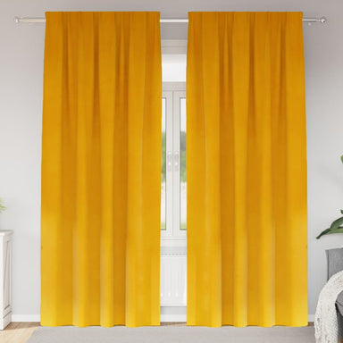 Verduisterende gordijnen 2 st Mosterdgeel 140 x 260 cm Fluweel