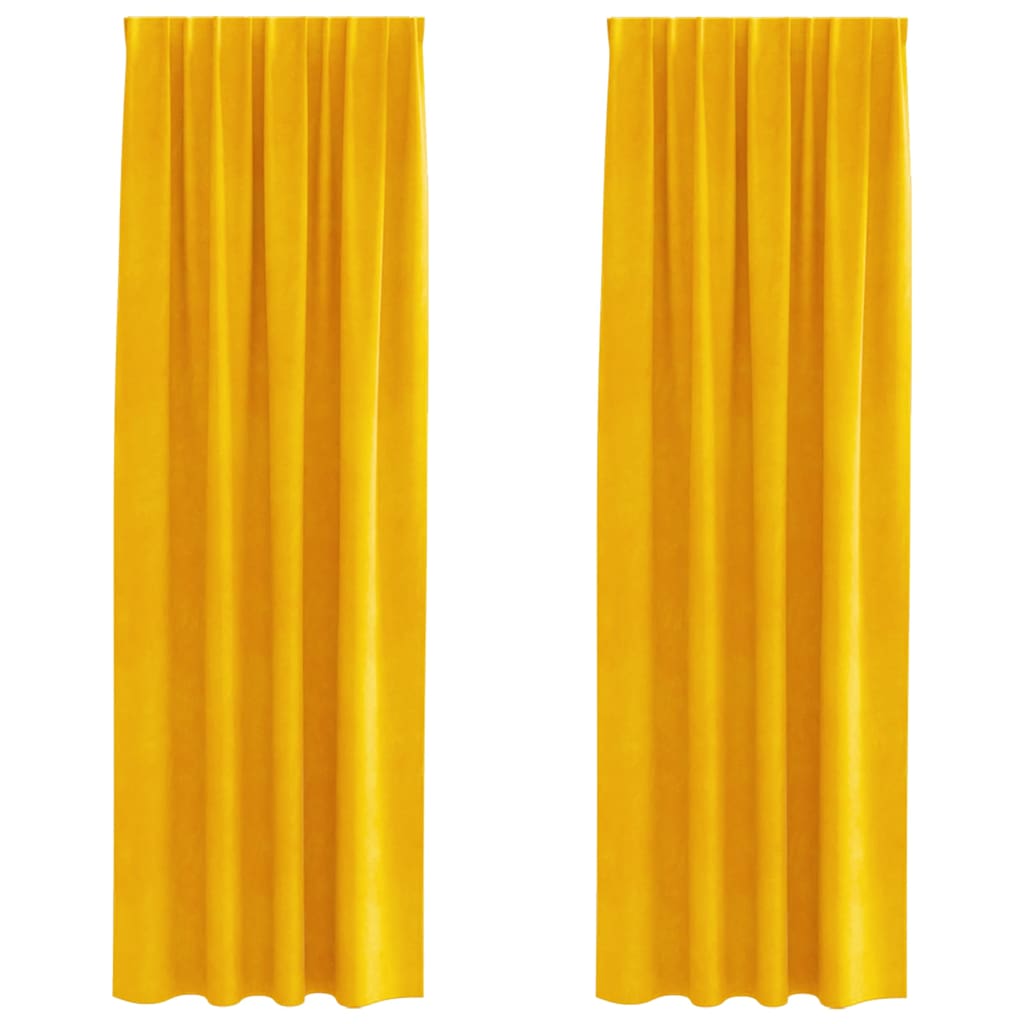 Verduisterende gordijnen 2 st Mosterdgeel 140 x 260 cm Fluweel
