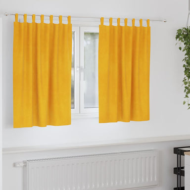 Verduisterende gordijnen 2 st Mosterdgeel 140 x 140 cm Fluweel