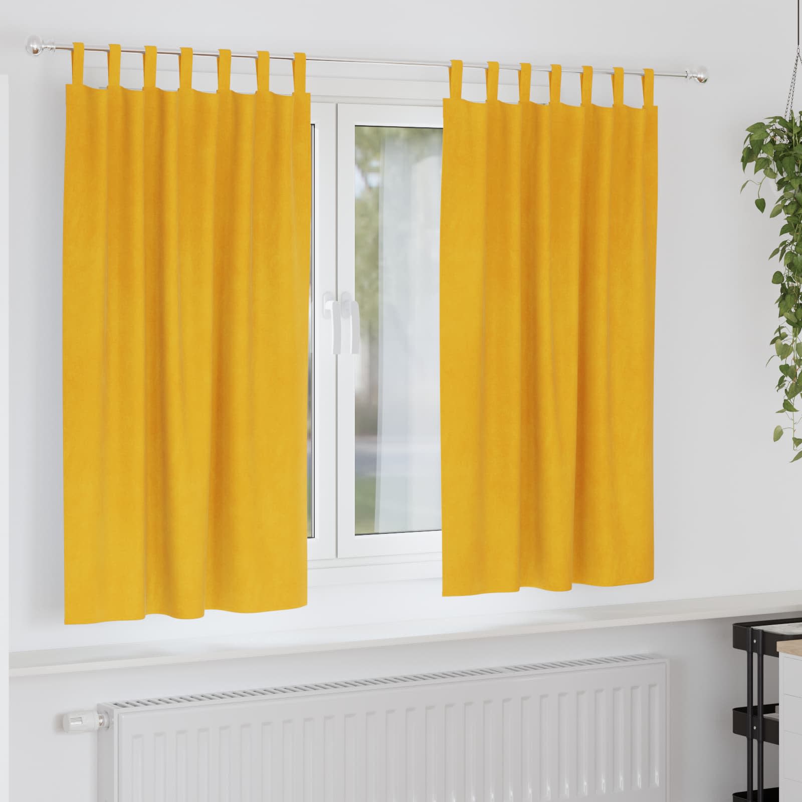 Verduisterende gordijnen 2 st Mosterdgeel 140 x 175 cm Fluweel