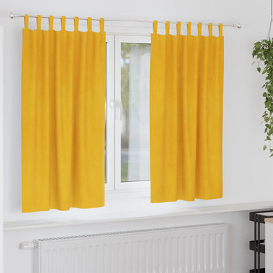 Verduisterende gordijnen 2 st Mosterdgeel 140 x 175 cm Fluweel