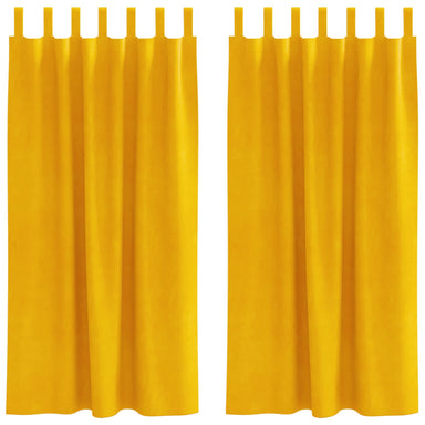 Verduisterende gordijnen 2 st Mosterdgeel 140 x 175 cm Fluweel