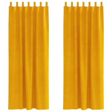 Verduisterende gordijnen 2 st Mosterdgeel 140 x 225 cm Fluweel