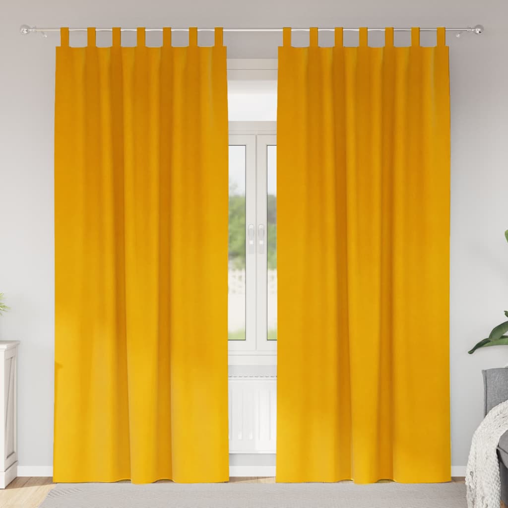 Verduisterende gordijnen 2 st Mosterdgeel 140 x 260 cm Fluweel