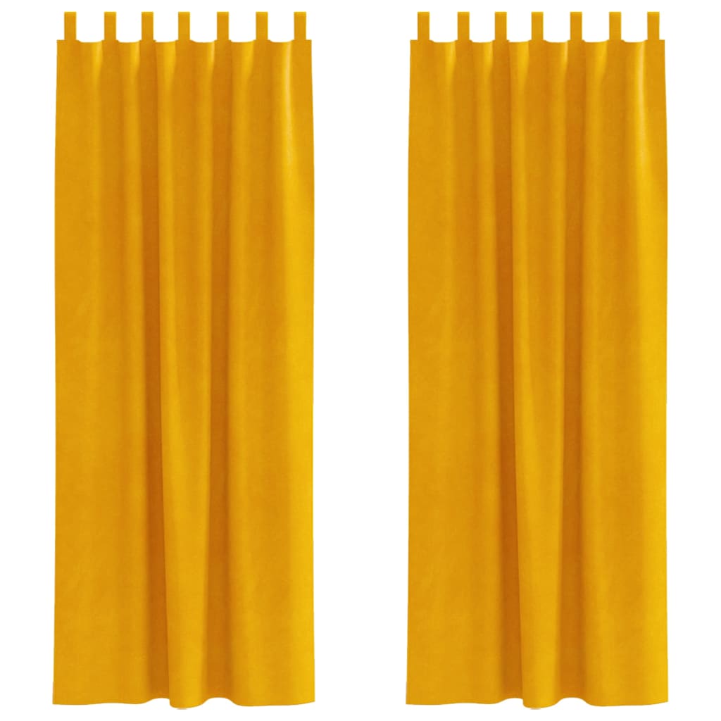 Verduisterende gordijnen 2 st Mosterdgeel 140 x 260 cm Fluweel