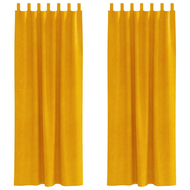 Verduisterende gordijnen 2 st Mosterdgeel 140 x 260 cm Fluweel