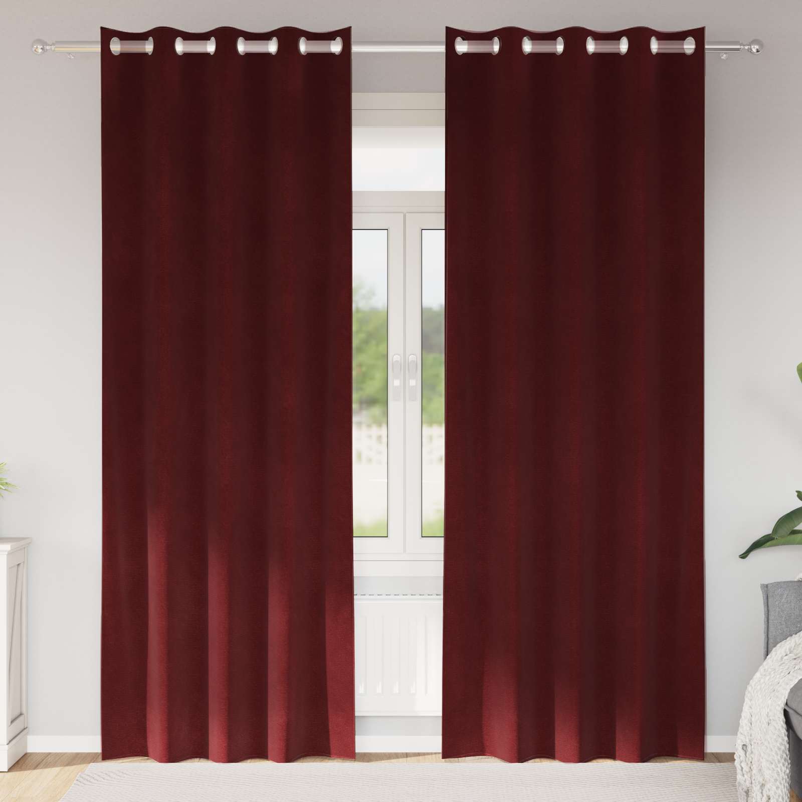 Verduisterende gordijnen 2 st Wijnrood 140 x 225 cm Fluweel